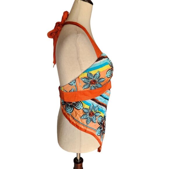 Floral Halter Top - Orange and Blue - Picture 5 of 9